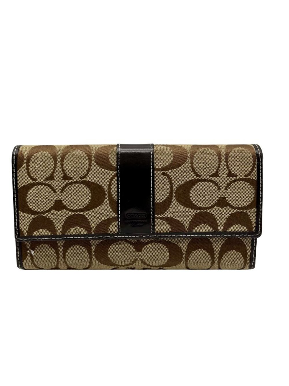 Coach Brown Monogram Canvas Trifold Wallet